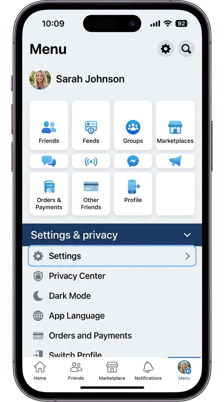 Open Facebook Settings