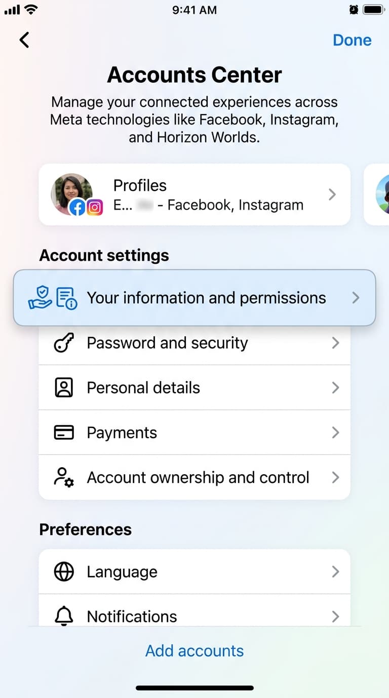 Your information & permissions