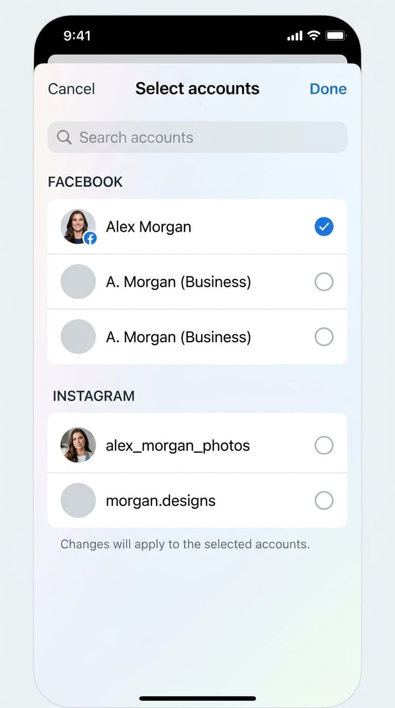 Select your Facebook profile