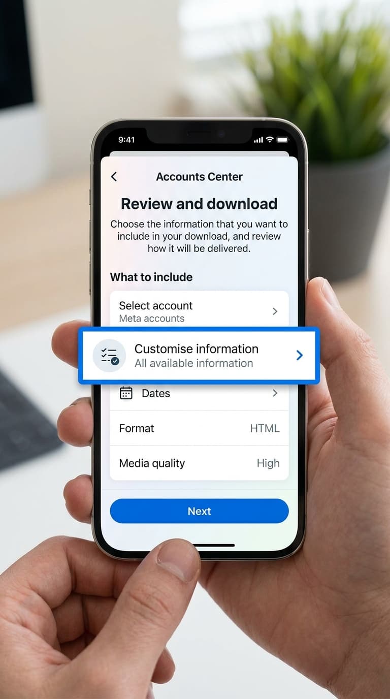 Tap Customise information