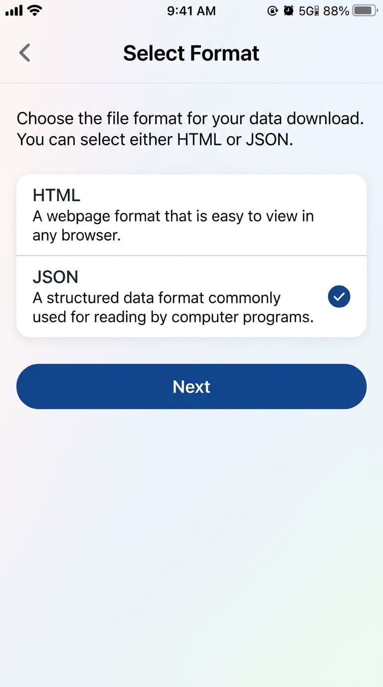 Change format to JSON