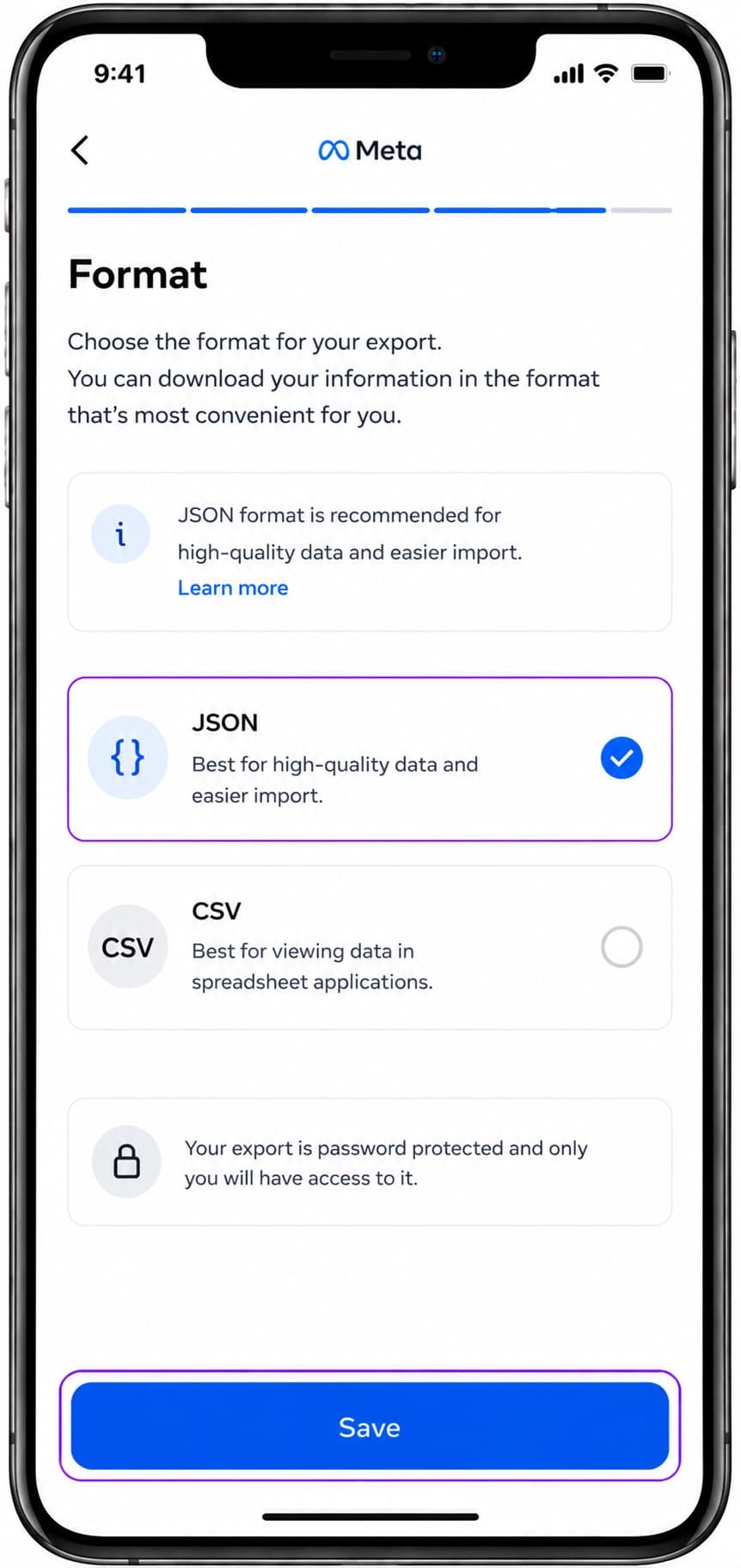 Choose JSON format