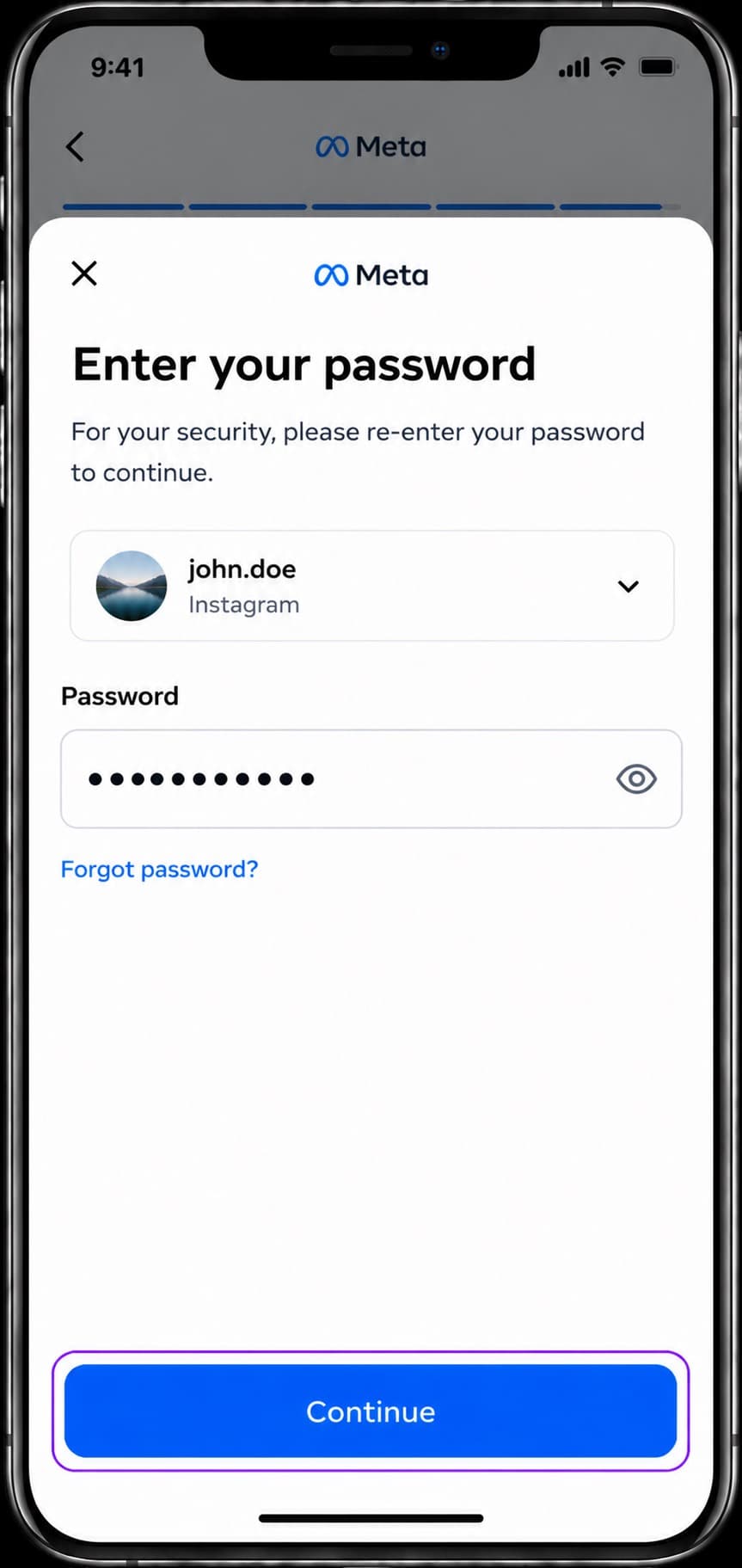 Submit and verify password
