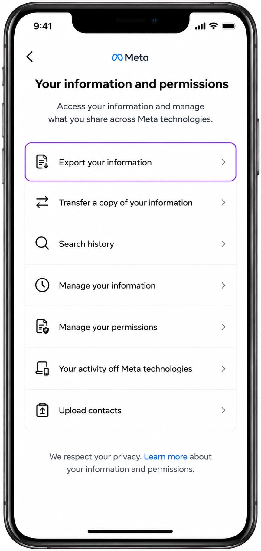 Your information & permissions