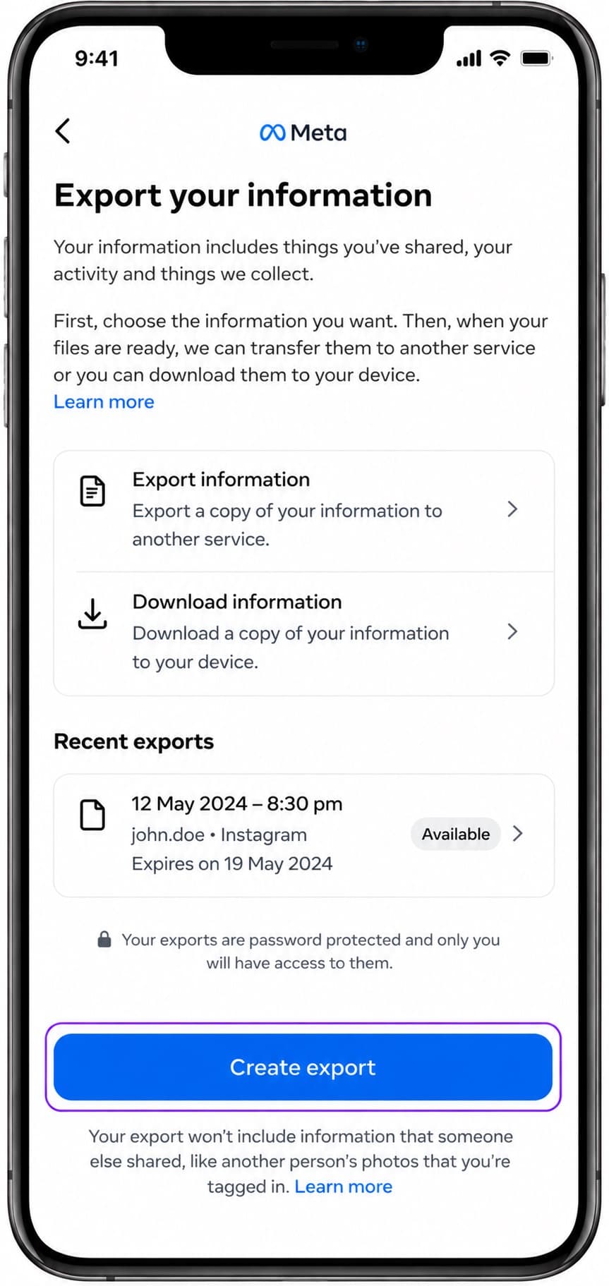 Export your information